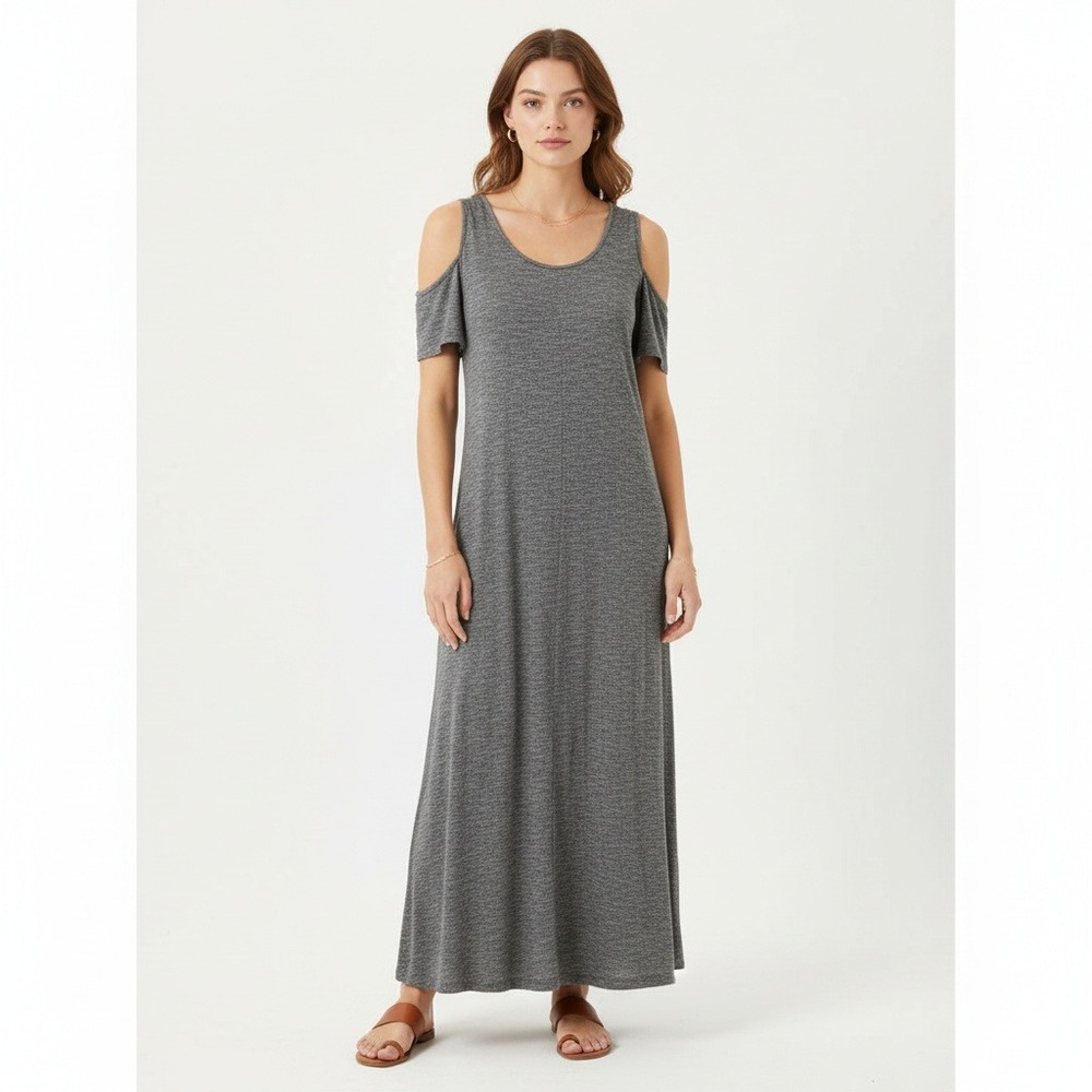 Soft Surroundings Electra cold shoulder‎ maxi dress Heather Gray Size XL